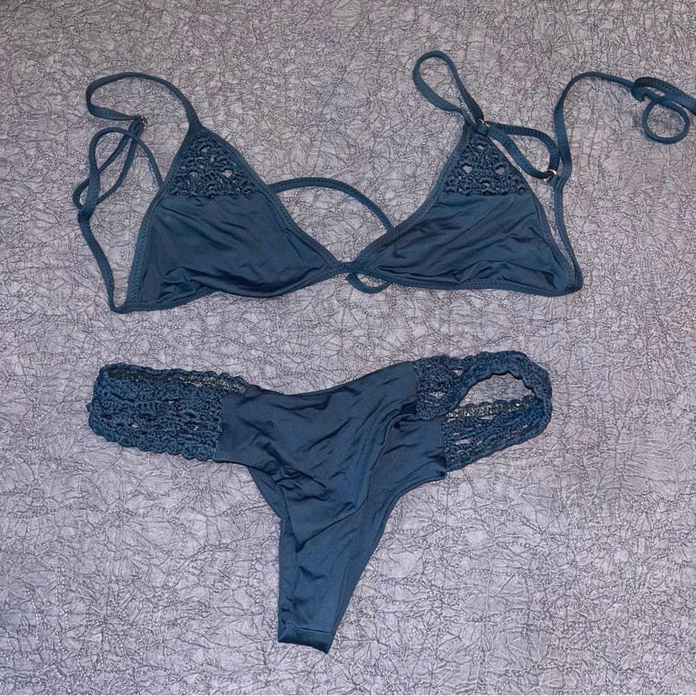 Frankie’s Bikini Teal Lace Bikini Set